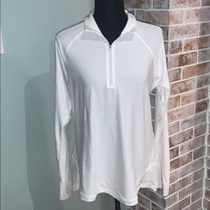 White quarter zip top